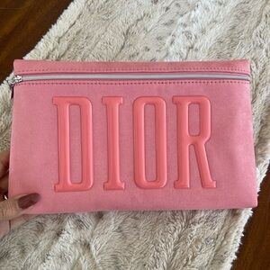 Dior Pink Suede Beauty Pouch NWOT